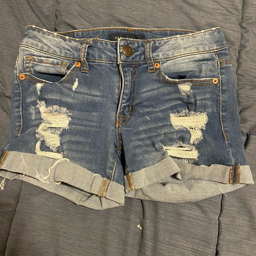 Aeropostale Medium Wash with Rips MIDI Jean Shorts